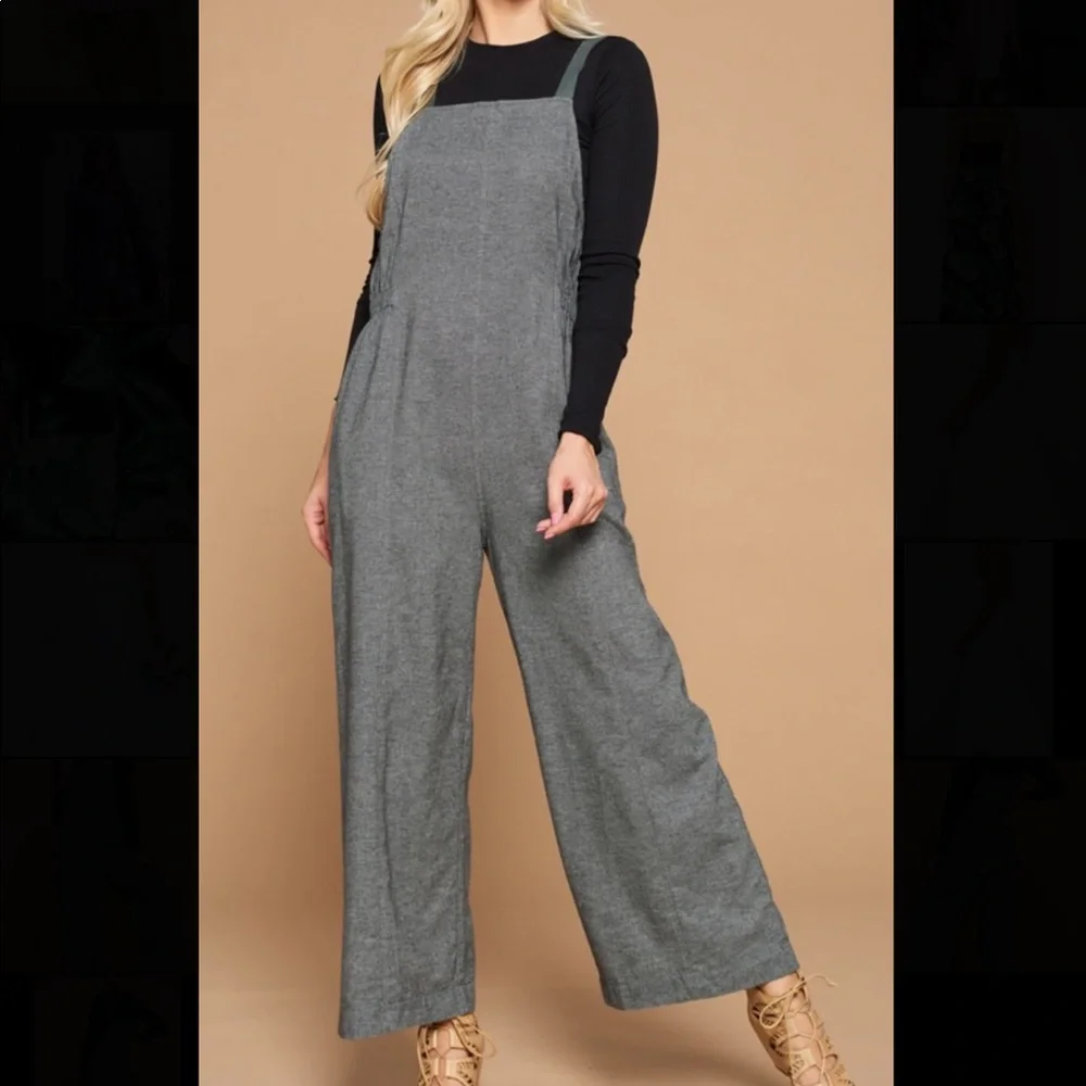 GREY CINCHED WAIST JUMPSUIT - Picture 3 of 5